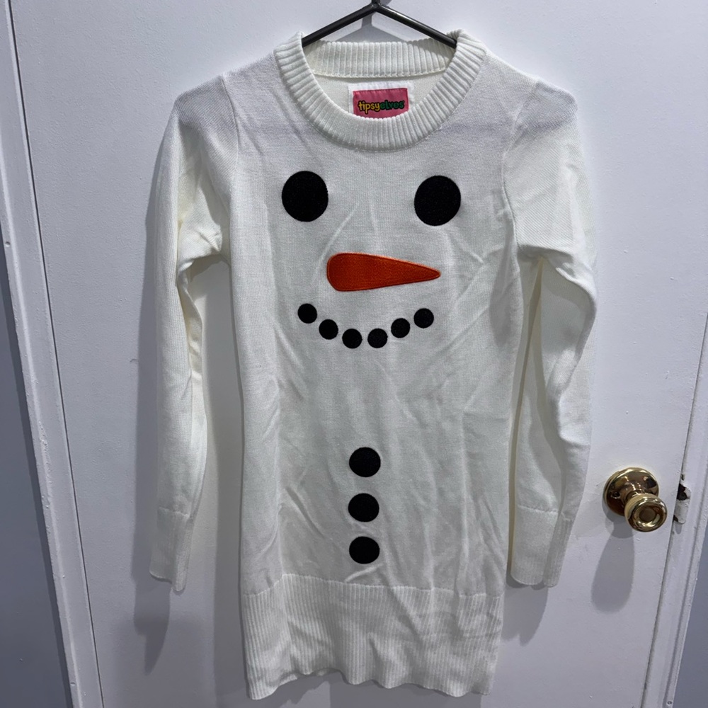 White Snowman Sweater Dress